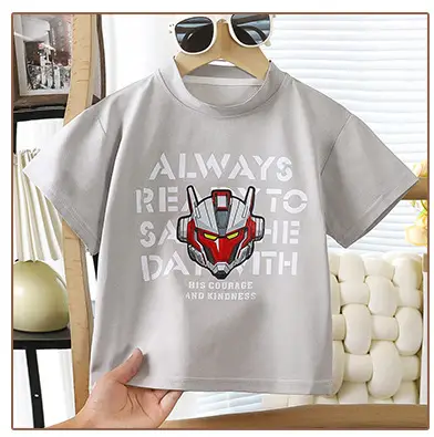 Boy's Graphic T-Shirt Grey Summer Loose Fit — feature 11