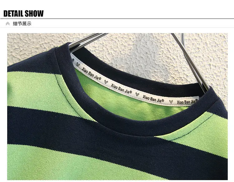 Boys Striped T-Shirt Shorts Set Green Blue 2026 — feature 12