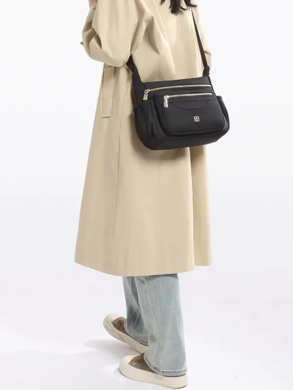 Black Multi-Compartment Women's Shoulder Bag - Image 5