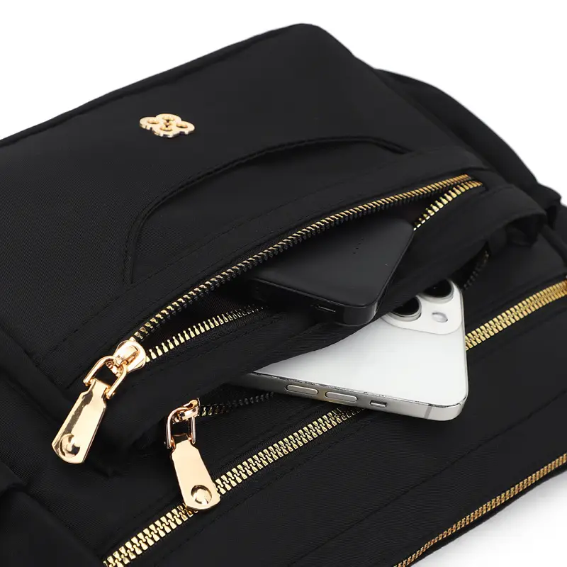 Black Multi-Compartment Women's Shoulder Bag — feature 17
