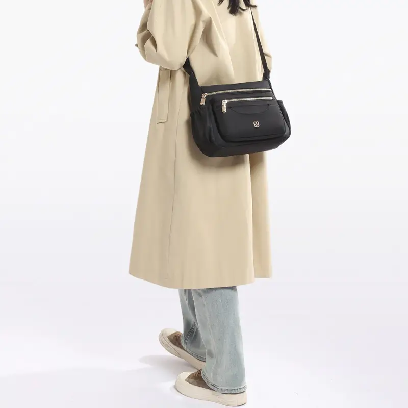 Black Multi-Compartment Women's Shoulder Bag — feature 3