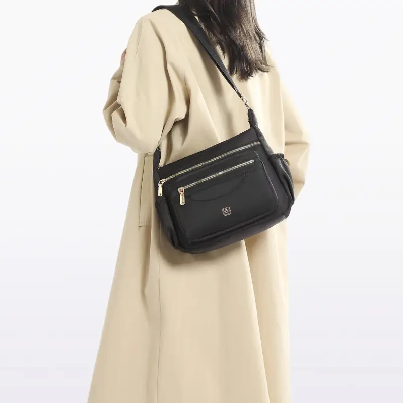 Black Multi-Compartment Women's Shoulder Bag — feature 5