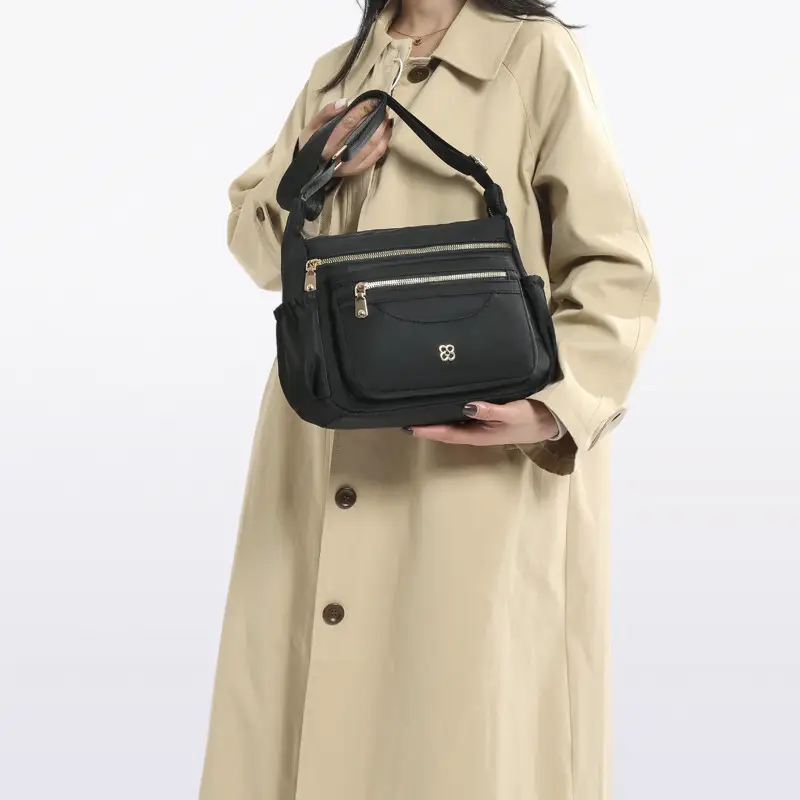 Black Multi-Compartment Women's Shoulder Bag — feature 6