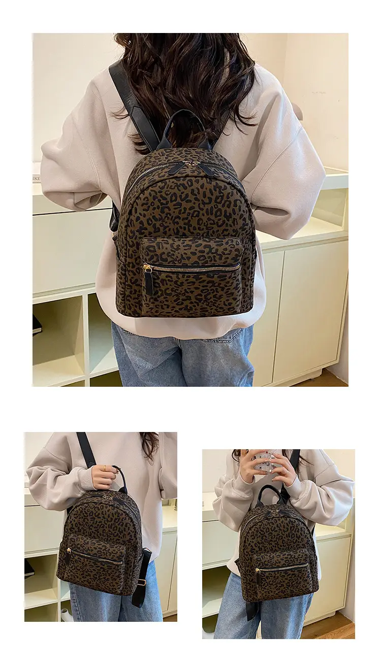 Leopard Print Hand Carry Backpack for Women Men — feature 10