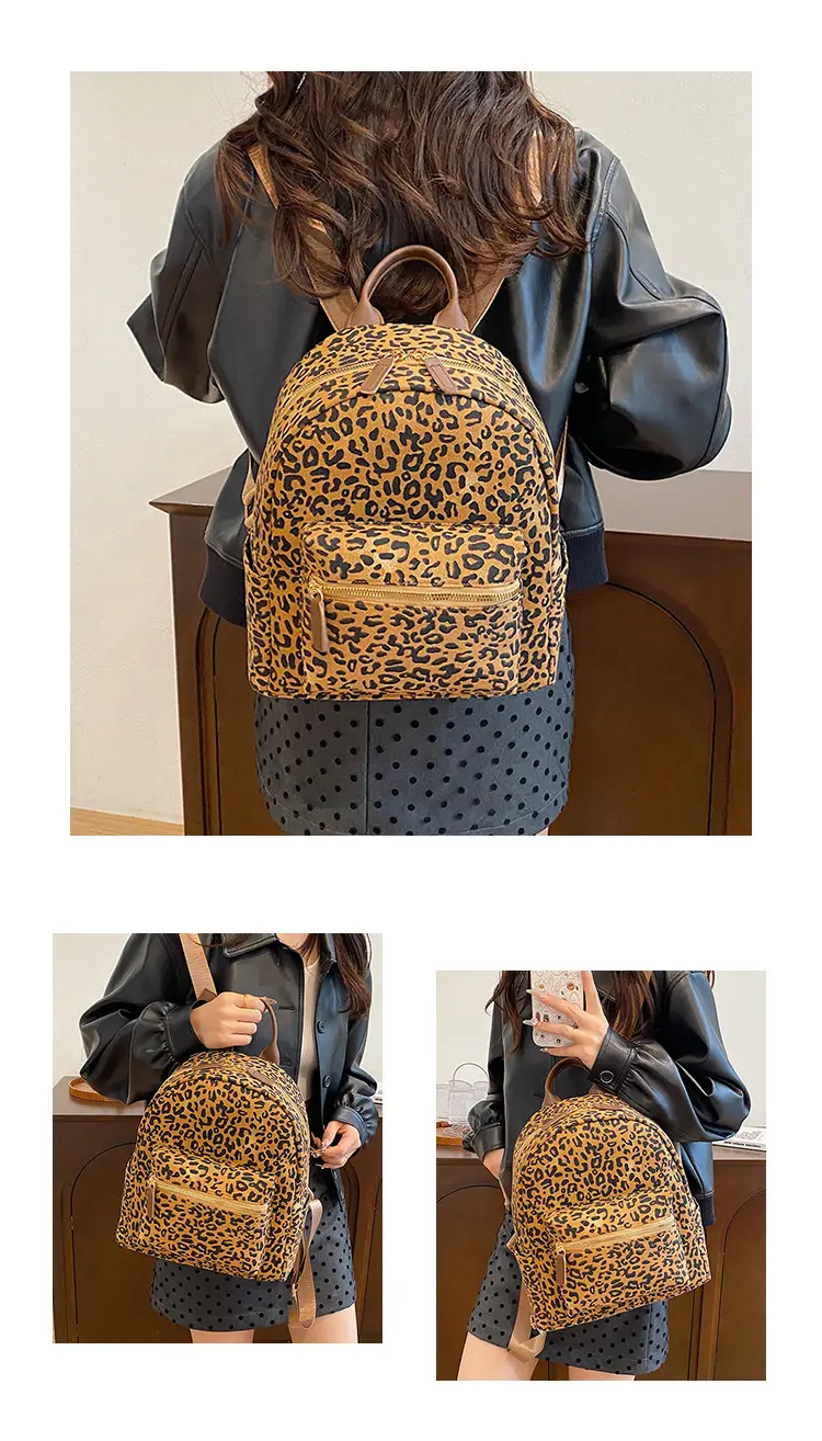 Leopard Print Hand Carry Backpack for Women Men — feature 9