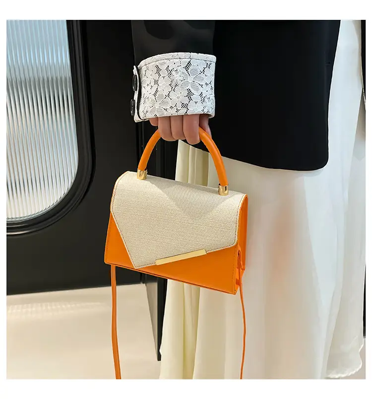 Women's Orange White Stitched Crossbody Bag 2025 — feature 15