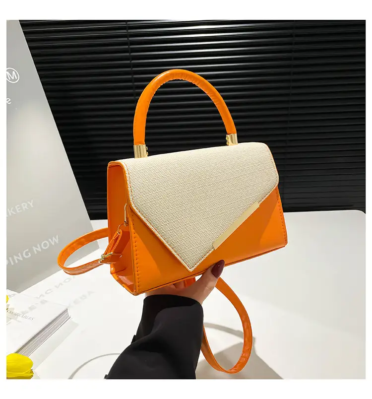 Women's Orange White Stitched Crossbody Bag 2025 - Image 5