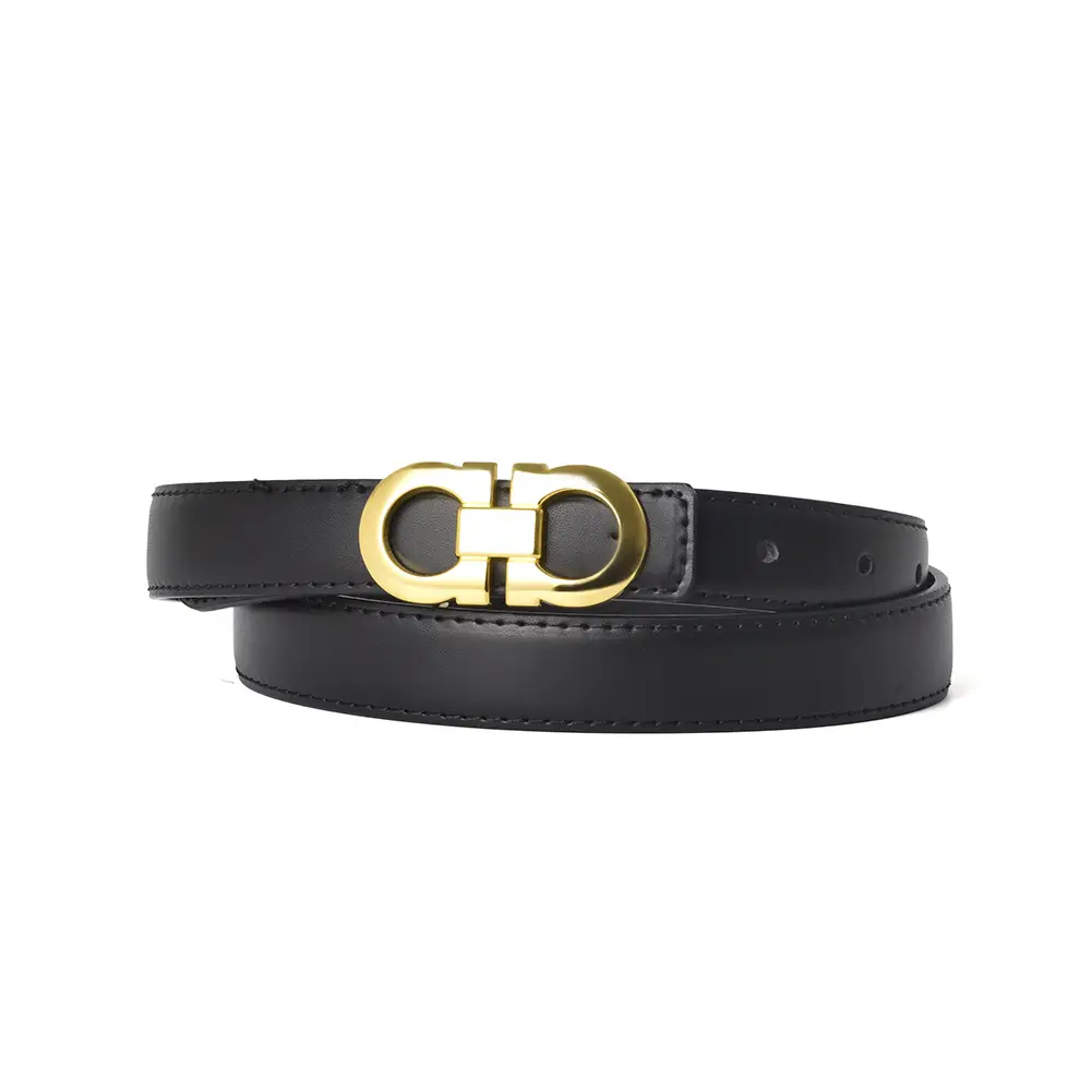 Women's Genuine Leather Belt with Gold Buckle - Image 9