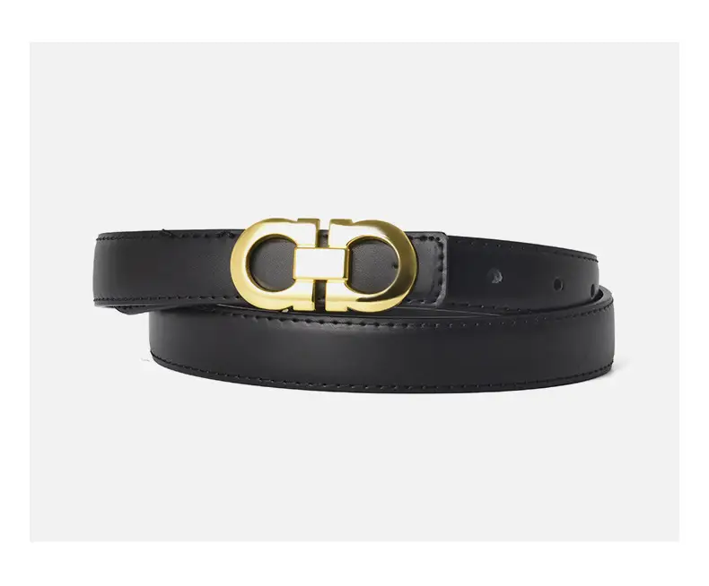 Women's Genuine Leather Belt with Gold Buckle — feature 11