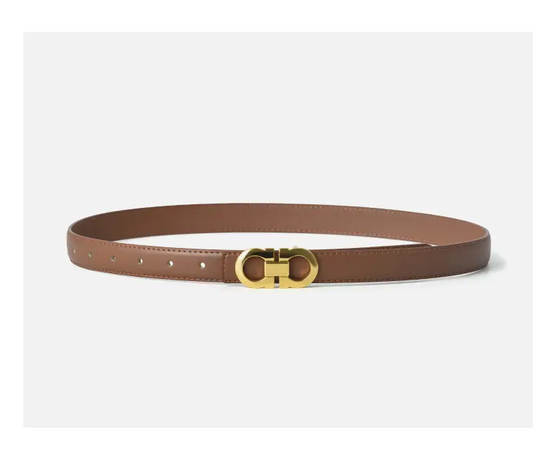 Women's Genuine Leather Belt with Gold Buckle — feature 12