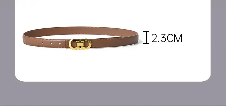 Women's Genuine Leather Belt with Gold Buckle — feature 3