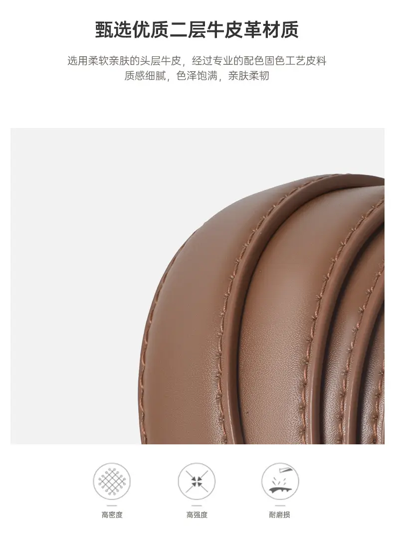 Women's Genuine Leather Belt with Gold Buckle — feature 5