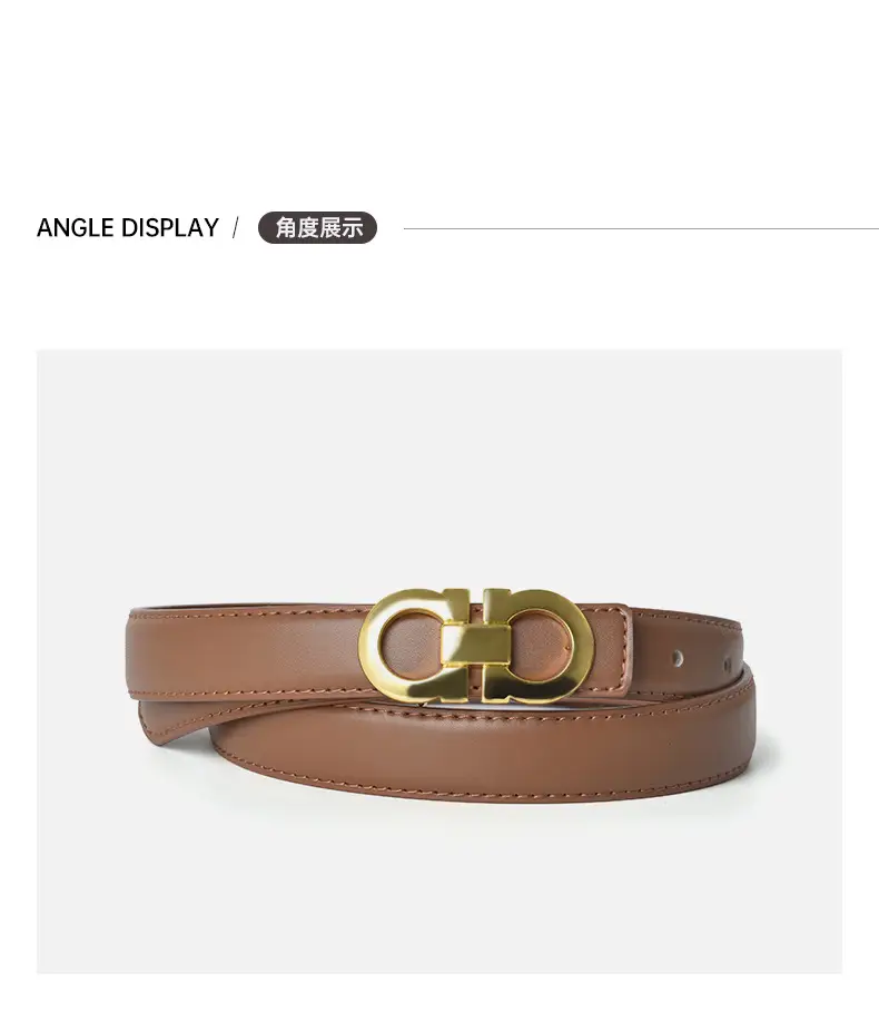 Women's Genuine Leather Belt with Gold Buckle — feature 8