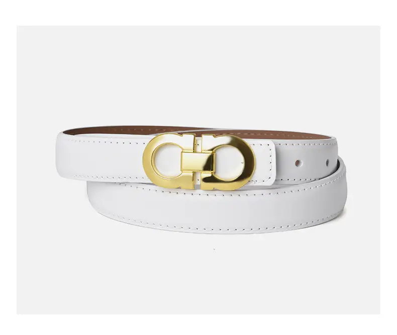 Women's Genuine Leather Belt with Gold Buckle — feature 9