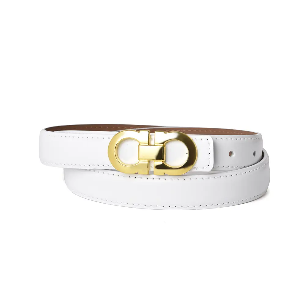 Women's Genuine Leather Belt with Gold Buckle - Image 3