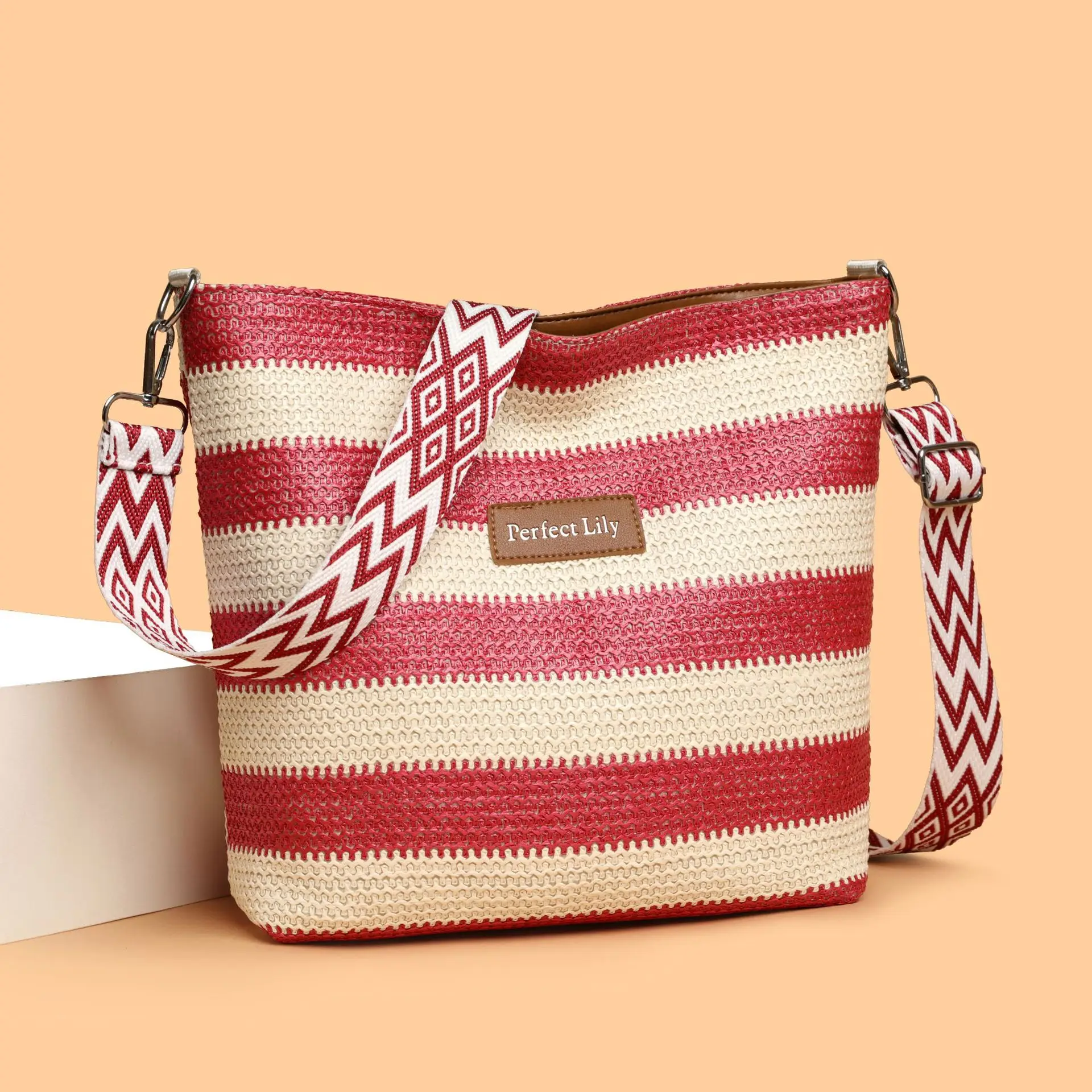 Women's Striped Crossbody Bag Casual Trendy Large Capacity - Image 6