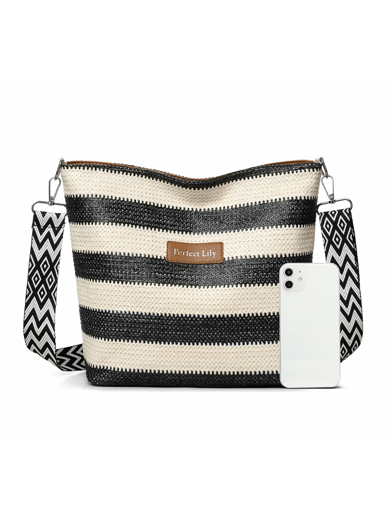 Women's Striped Crossbody Bag Casual Trendy Large Capacity — feature 11