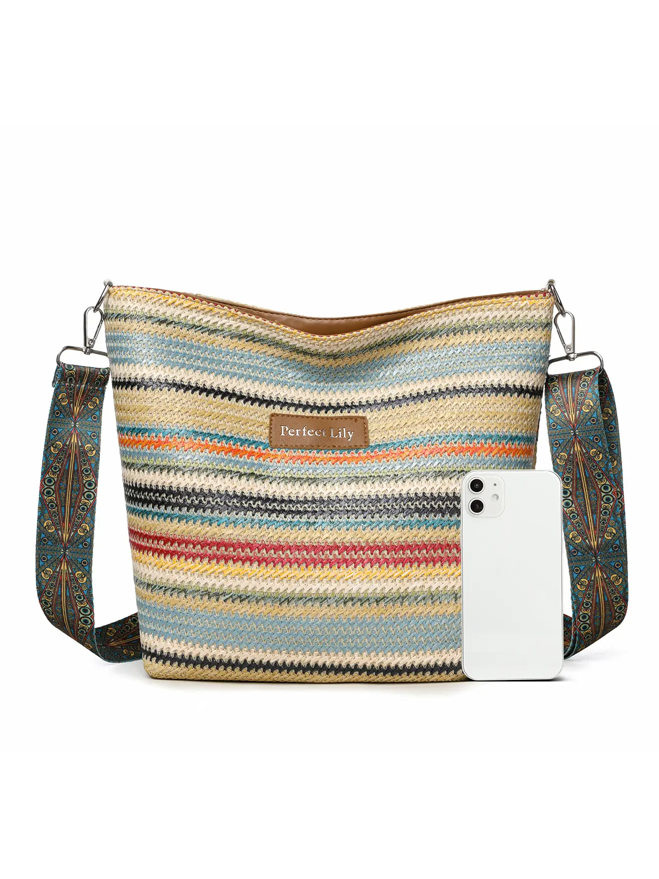 Women's Striped Crossbody Bag Casual Trendy Large Capacity — feature 35