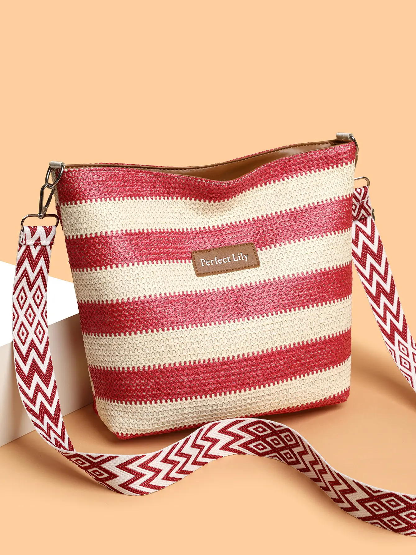 Women's Striped Crossbody Bag Casual Trendy Large Capacity — feature 4