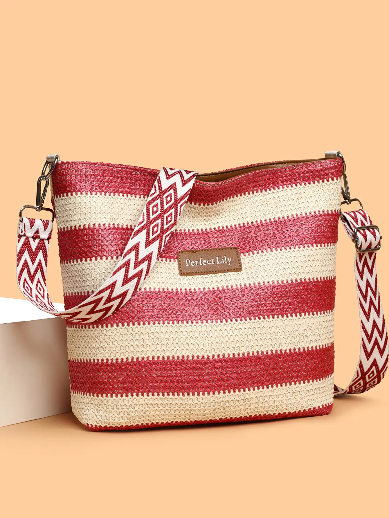 Women's Striped Crossbody Bag Casual Trendy Large Capacity — feature 5