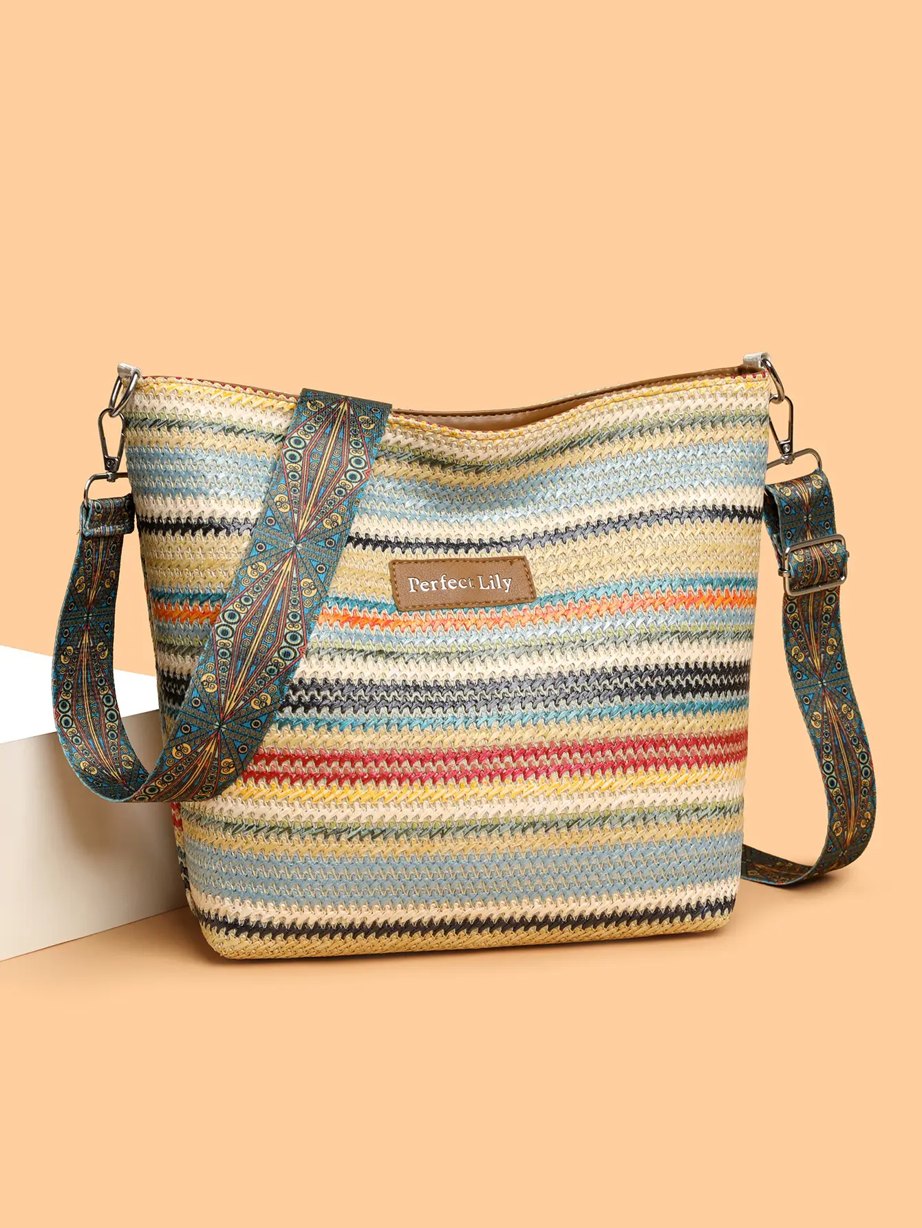 Women's Striped Crossbody Bag Casual Trendy Large Capacity — feature 9