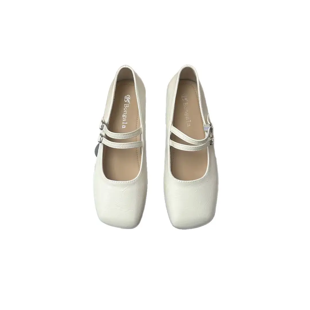 French Casual Flat Mary Jane Shoes for Women 2025 Spring New Versatile Square Toe Gentle Evening Style Shallow Mouth Shoes - Image 5