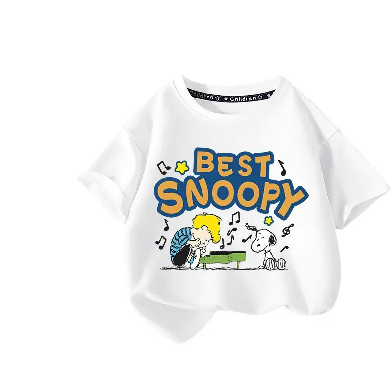 Snoopy Boys Pure Cotton Short Sleeve T-Shirt Green - Image 19