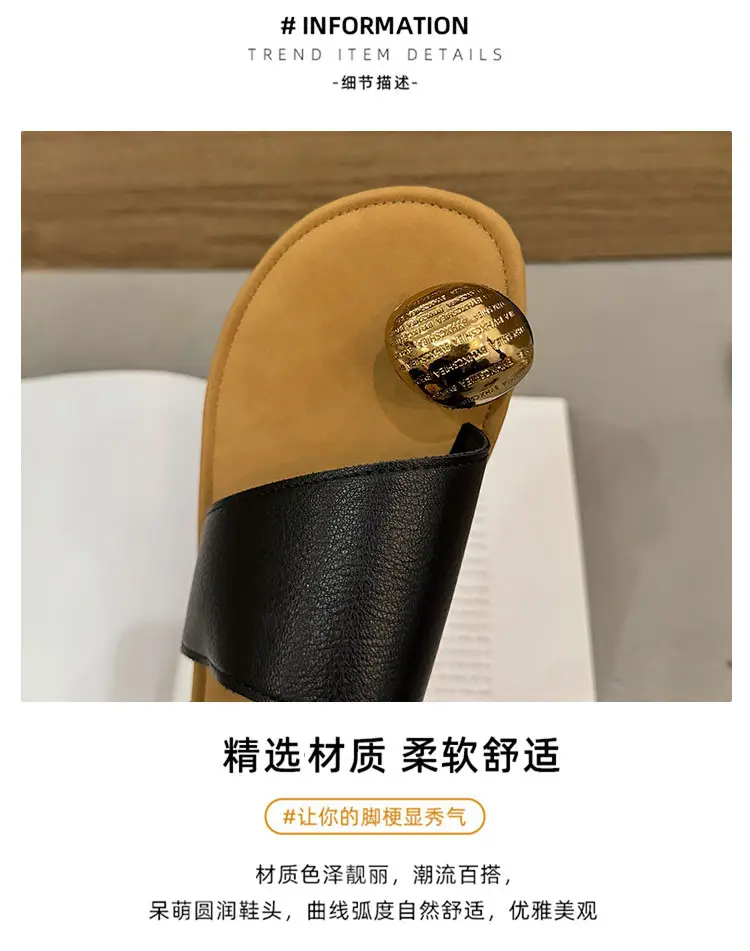 Women's White Leather Slip-On Sandals with Metal Buckles — feature 3