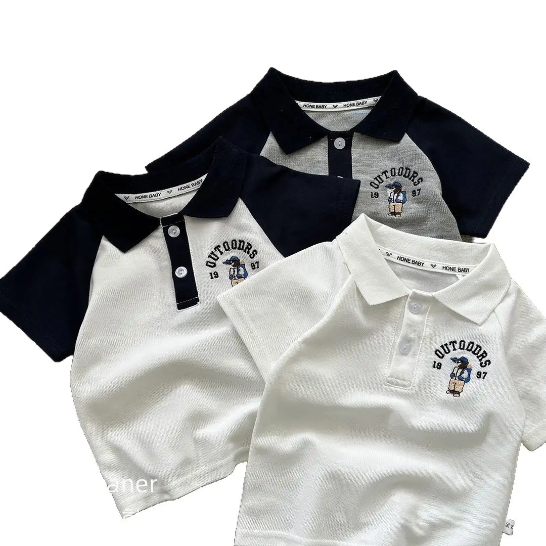 White Embroidered Boys Polo Shirt Short Sleeve Summer - Image 8