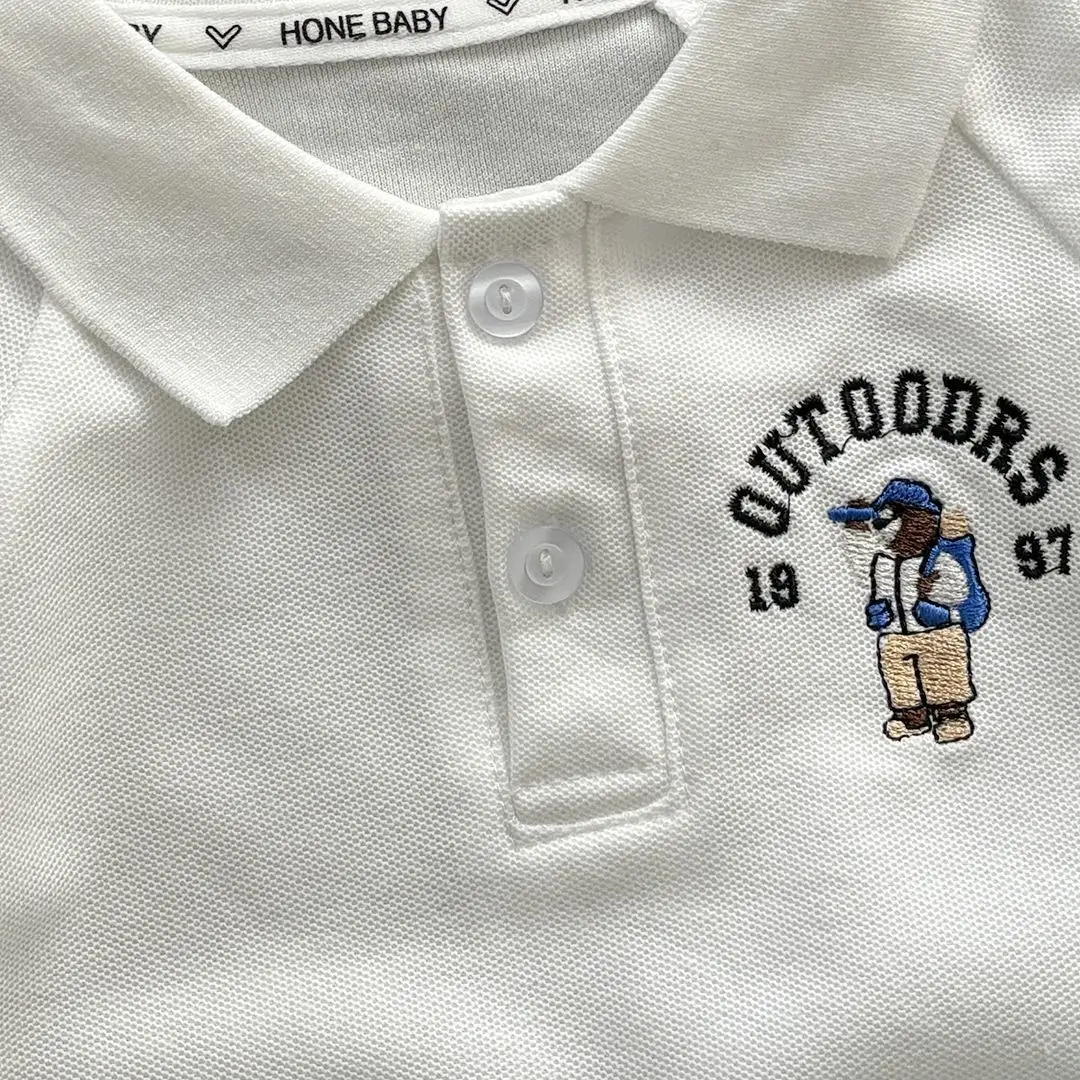 White Embroidered Boys Polo Shirt Short Sleeve Summer β feature 16