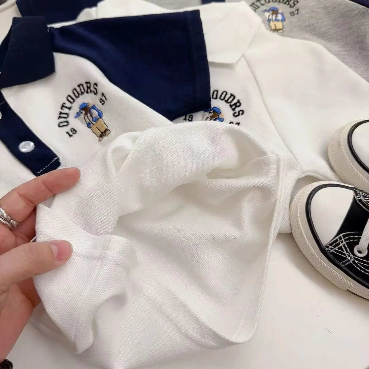 White Embroidered Boys Polo Shirt Short Sleeve Summer β feature 20