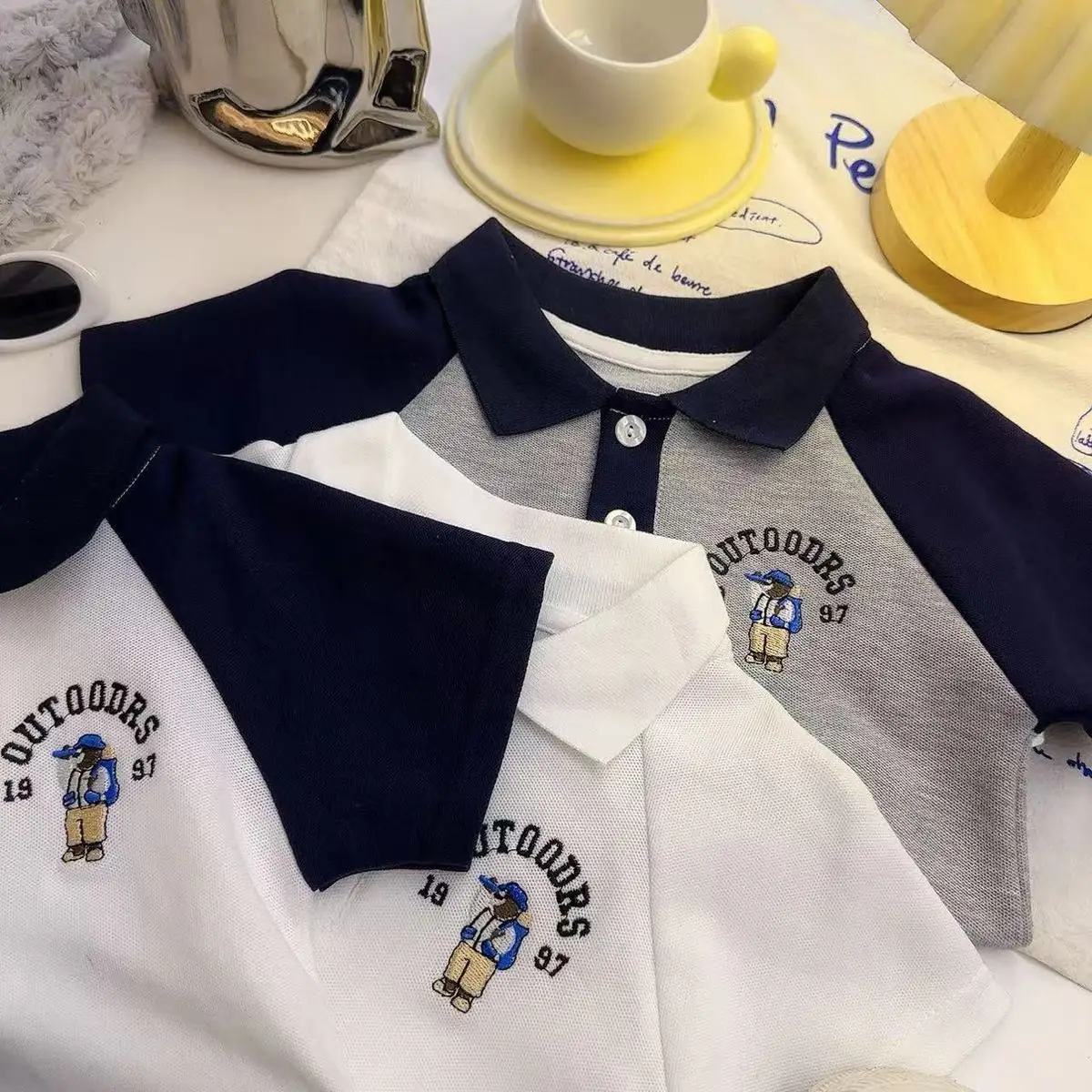 White Embroidered Boys Polo Shirt Short Sleeve Summer β feature 4