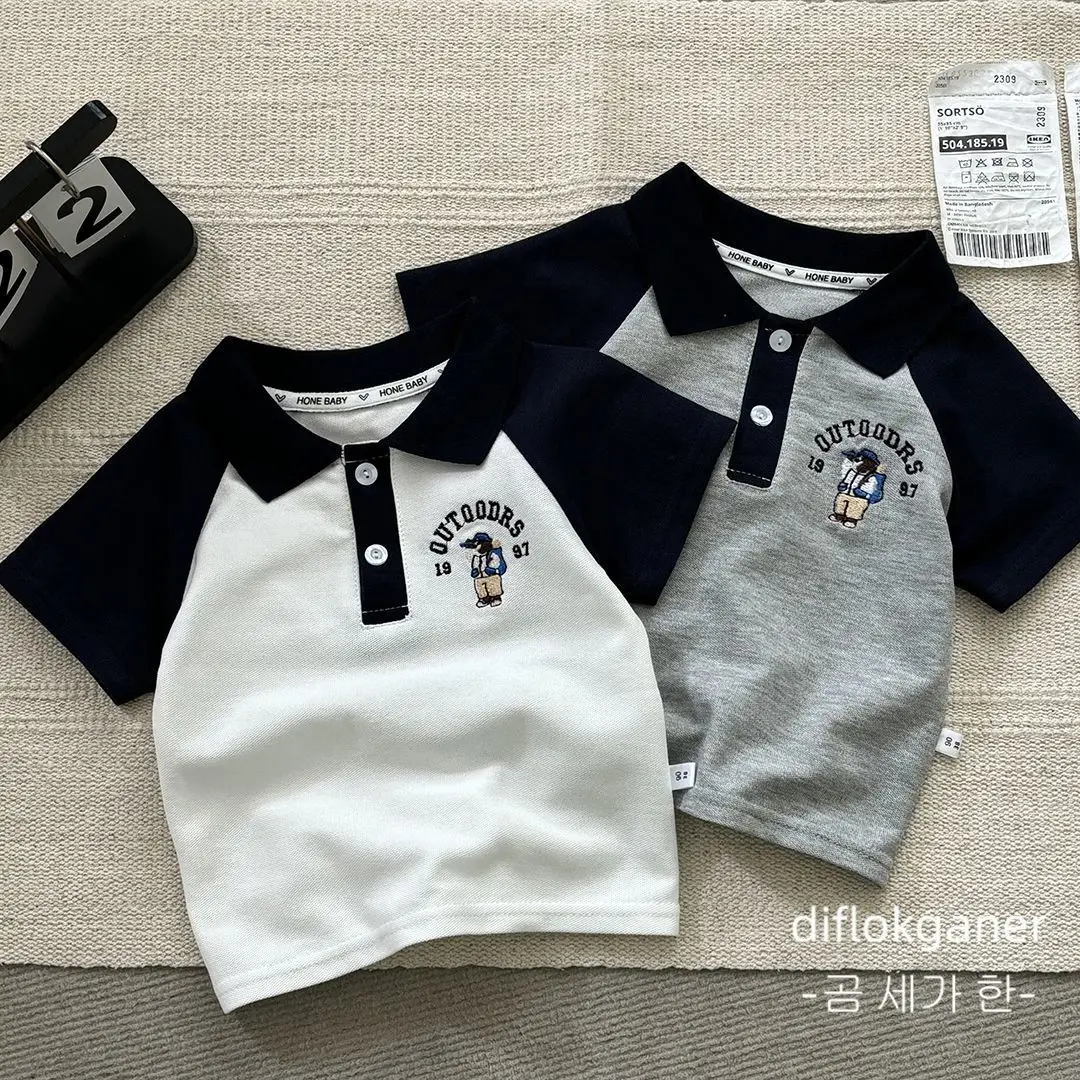 White Embroidered Boys Polo Shirt Short Sleeve Summer β feature 7