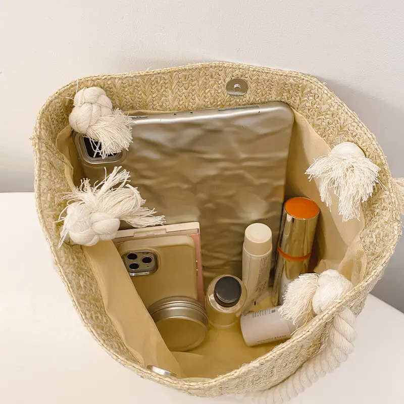 Women's Pastoral Woven Straw Shoulder Bag Large Capacity - Image 4