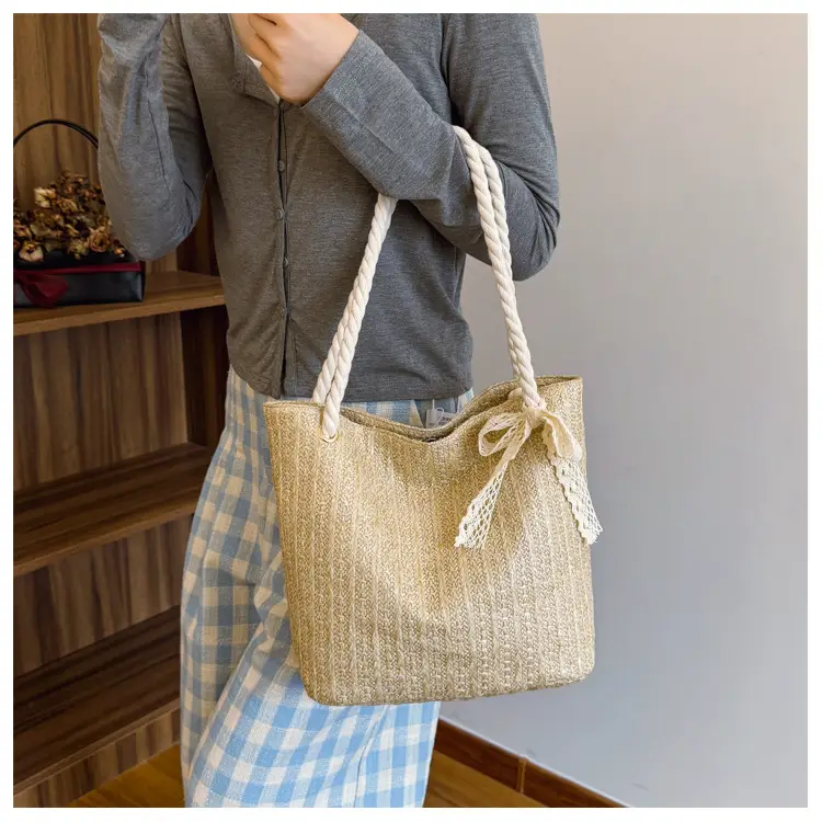 Women's Pastoral Woven Straw Shoulder Bag Large Capacity — feature 13