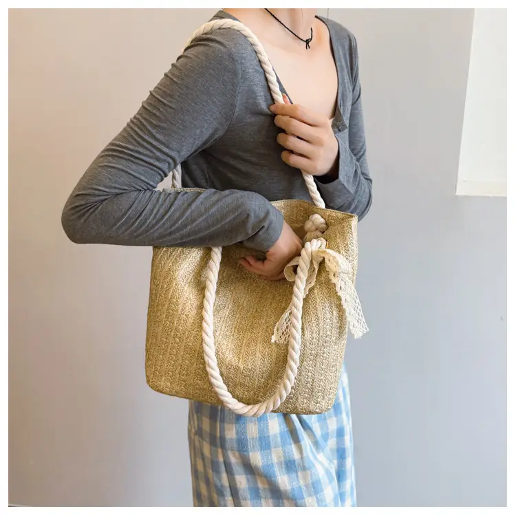 Women's Pastoral Woven Straw Shoulder Bag Large Capacity — feature 14
