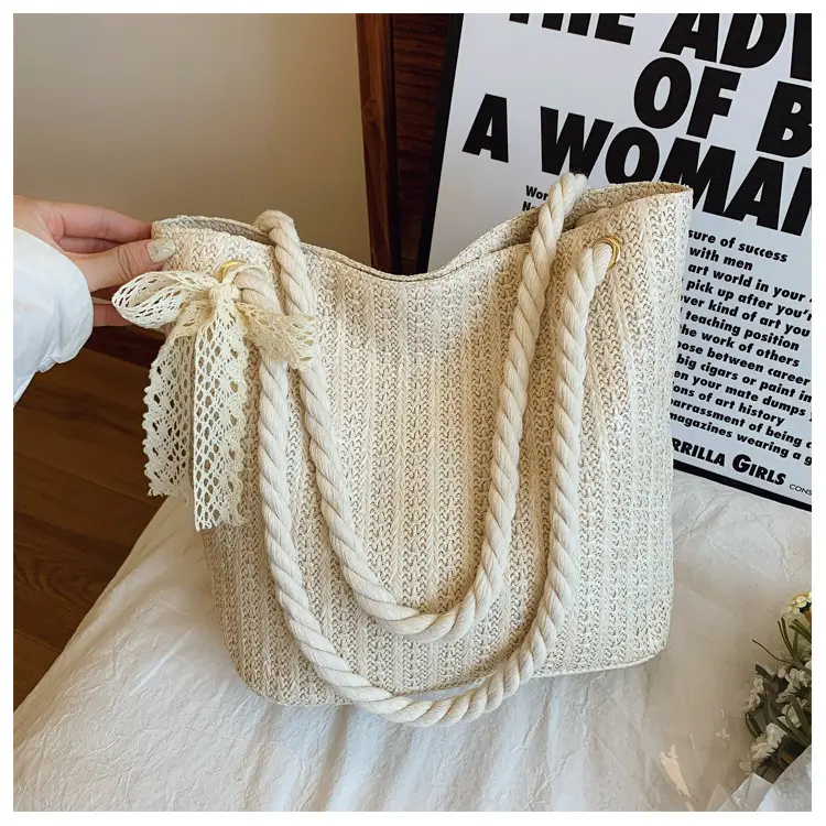 Women's Pastoral Woven Straw Shoulder Bag Large Capacity — feature 19