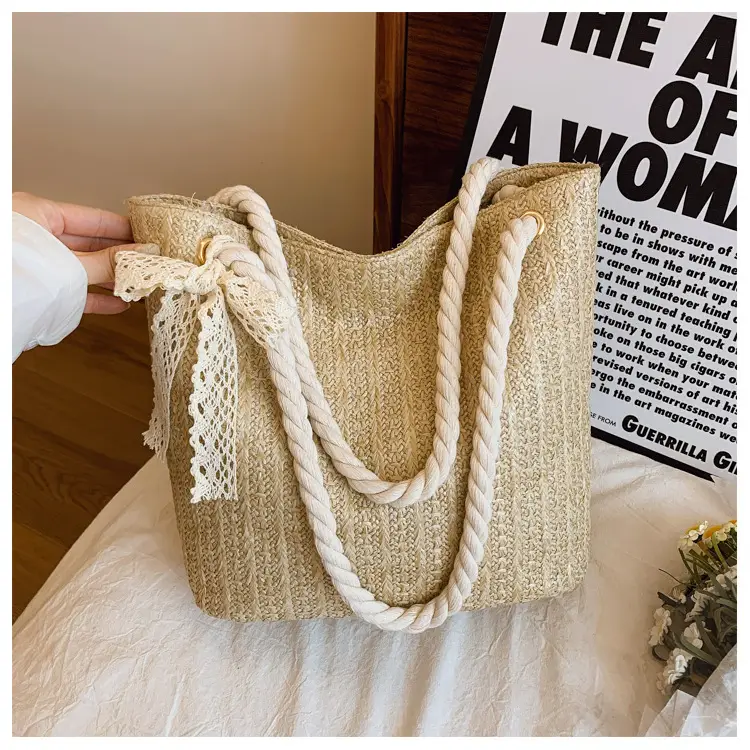 Women's Pastoral Woven Straw Shoulder Bag Large Capacity — feature 21