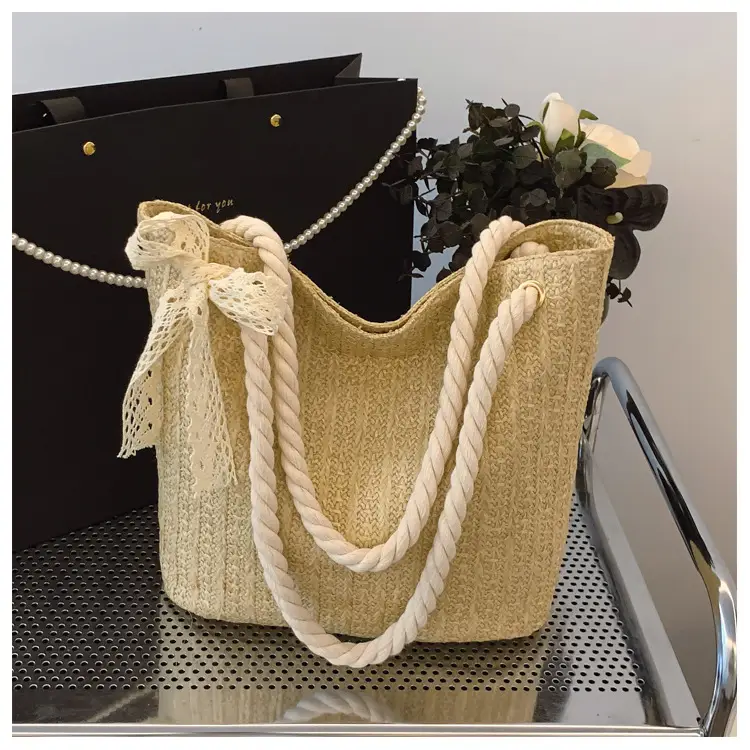 Women's Pastoral Woven Straw Shoulder Bag Large Capacity — feature 45