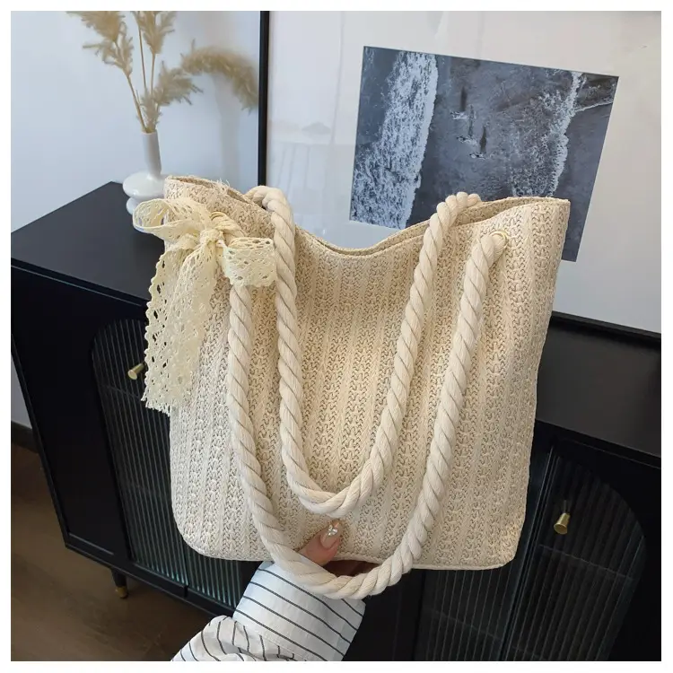 Women's Pastoral Woven Straw Shoulder Bag Large Capacity — feature 48