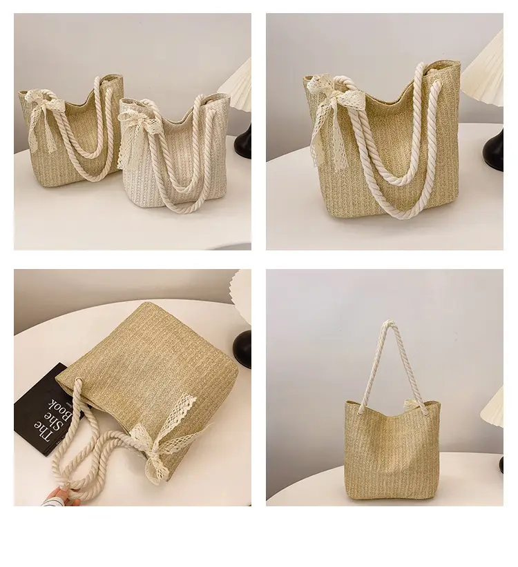 Women's Pastoral Woven Straw Shoulder Bag Large Capacity — feature 8
