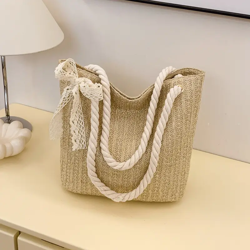 Women's Pastoral Woven Straw Shoulder Bag Large Capacity - Image 2