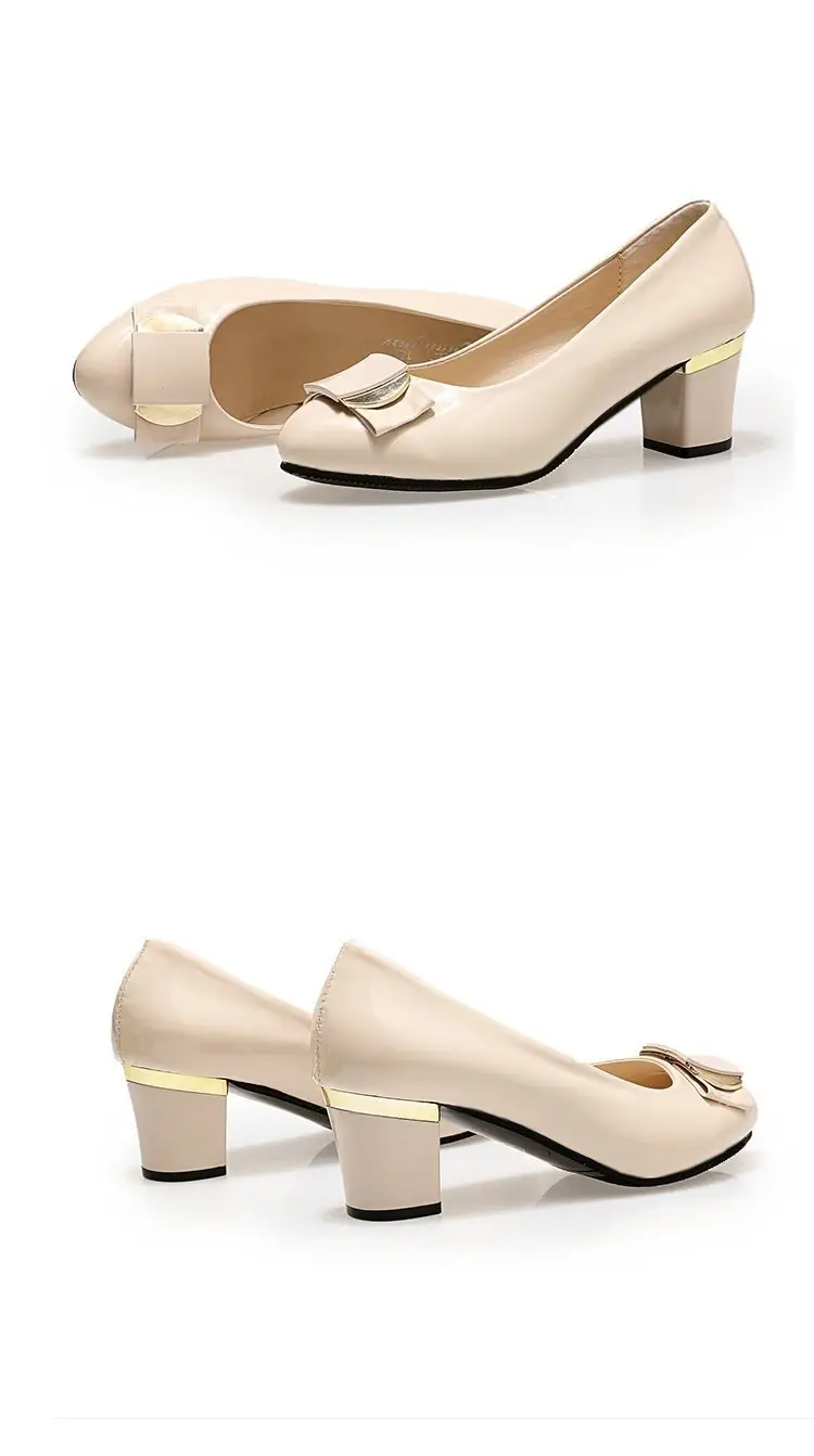 Women's Leather Shoes 2025 New Thick Heel Women's Flats Versatile Set Foot Medium Heel Rhinestone Professional Work Shoes Four Seasons Flats — feature 4