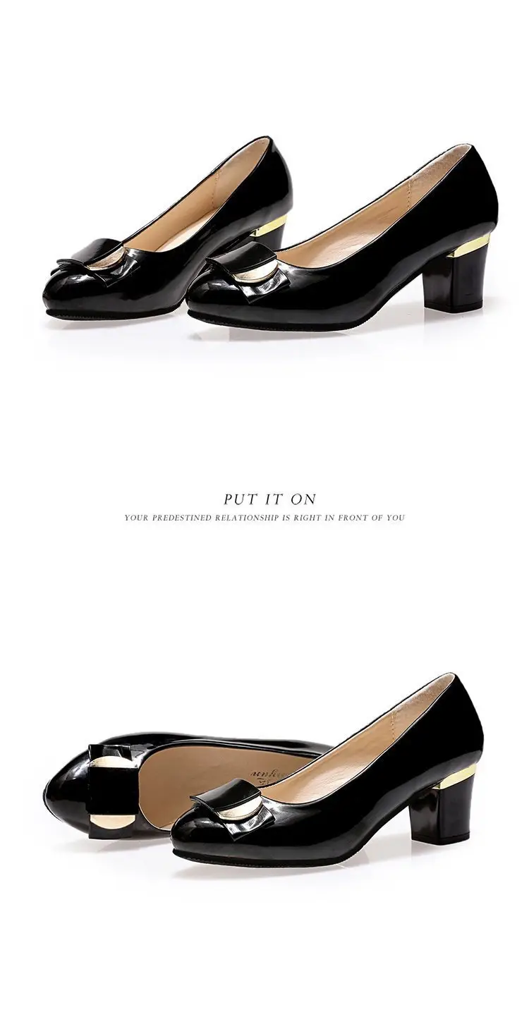 Women's Leather Shoes 2025 New Thick Heel Women's Flats Versatile Set Foot Medium Heel Rhinestone Professional Work Shoes Four Seasons Flats — feature 5