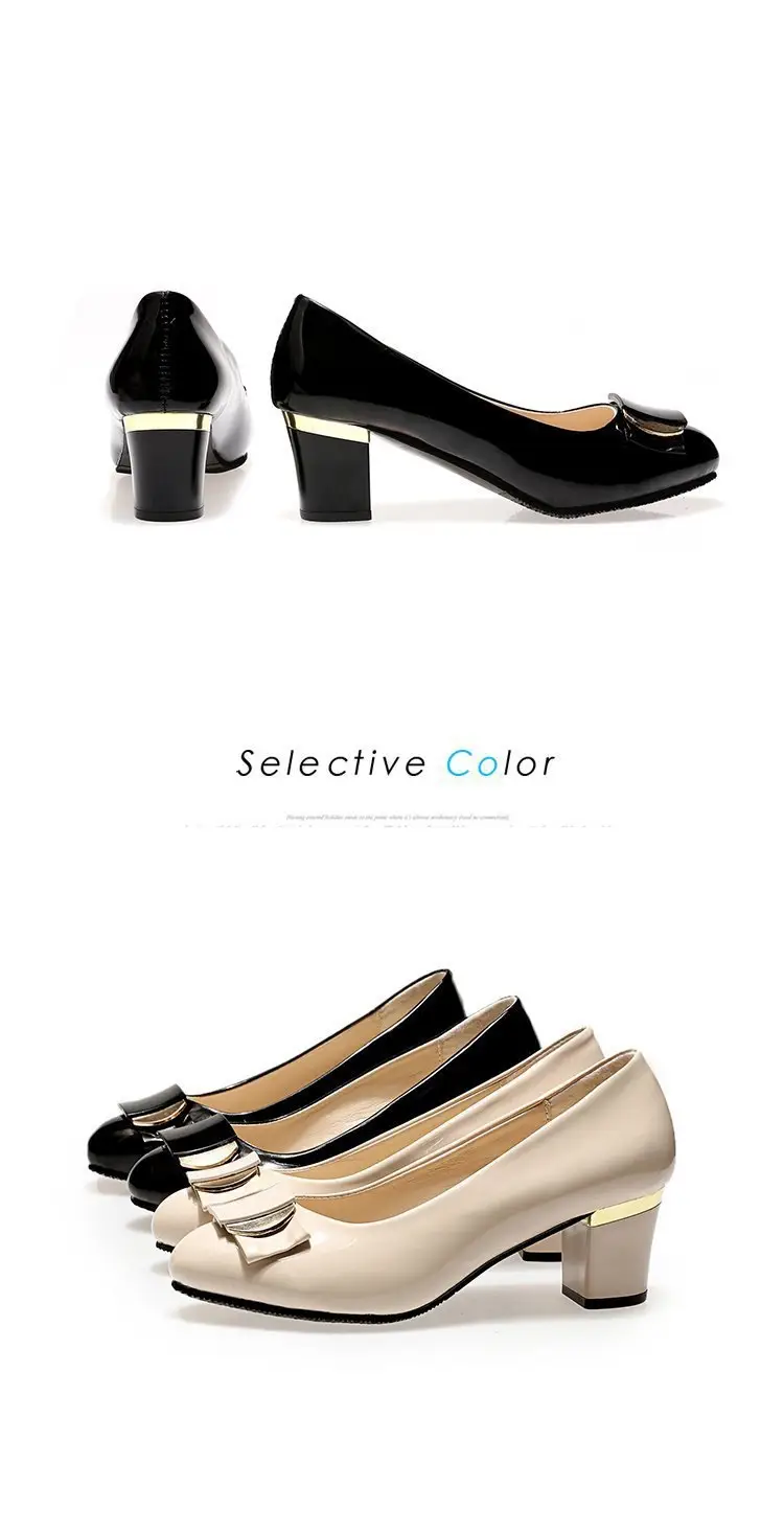 Women's Leather Shoes 2025 New Thick Heel Women's Flats Versatile Set Foot Medium Heel Rhinestone Professional Work Shoes Four Seasons Flats — feature 6
