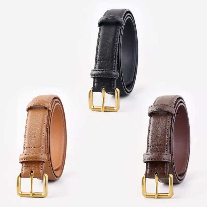 New Women's Genuine Leather Belt with Gold Buckle - Image 5