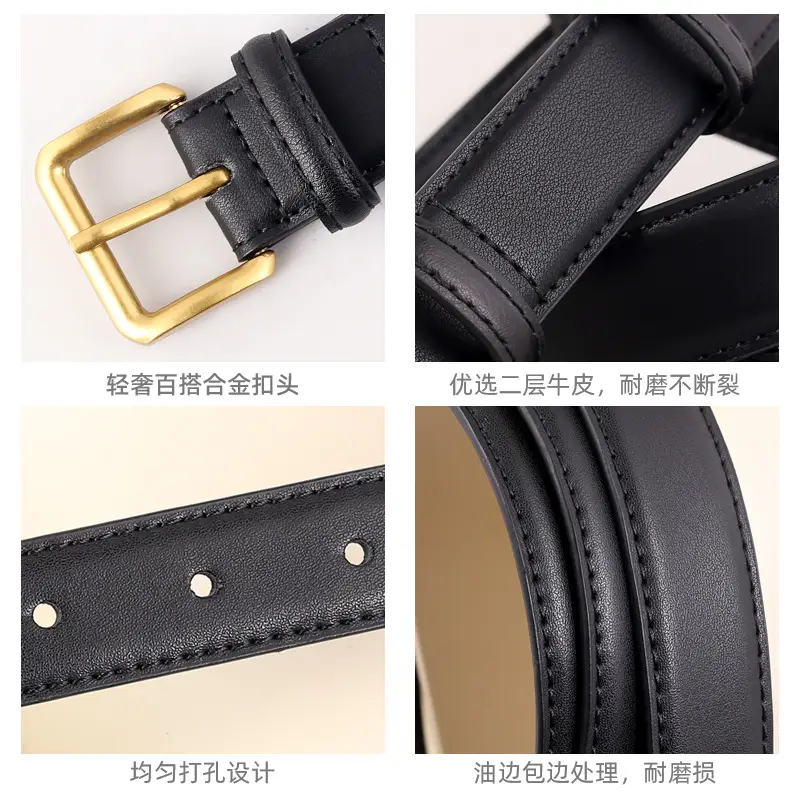 New Women's Genuine Leather Belt with Gold Buckle - Image 6