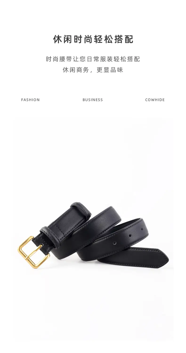 New Women's Genuine Leather Belt with Gold Buckle — feature 11