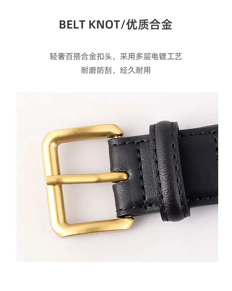 New Women's Genuine Leather Belt with Gold Buckle — feature 16