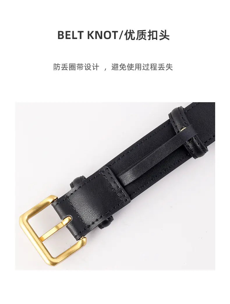 New Women's Genuine Leather Belt with Gold Buckle — feature 17
